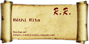 Réthi Rita névjegykártya